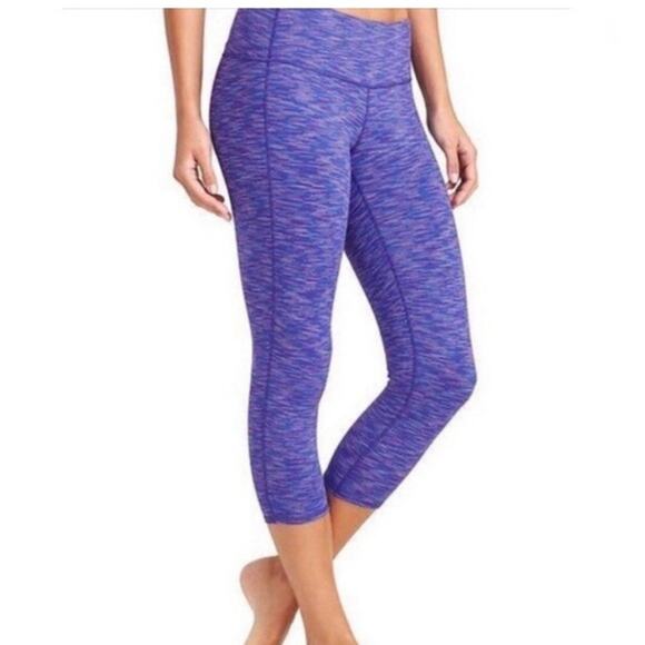 Athleta Energy Chaturanga Capri Purple Blue Space Dye Leggings Size M - Picture 1 of 10